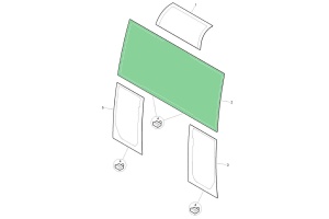 Стекло лобовое верхнее TEREX (TLB 840/890/990/995) T100025