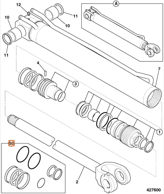 Ремкомплект гидроцилиндра JCB (OEM) 991/10122P